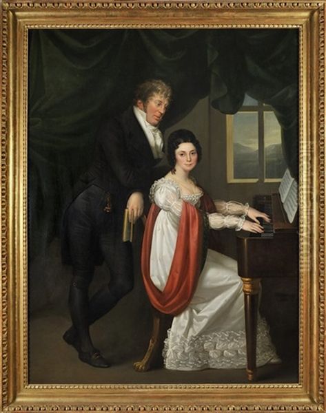 Portrait Of A Lady And Man by Wilhelm August Rieder