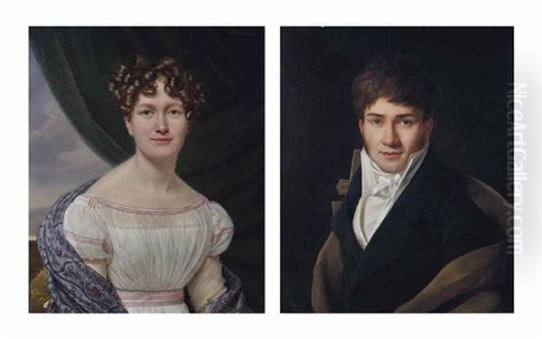 Portrait D'homme; Et Portrait De Femme by Henri Francois Riesener