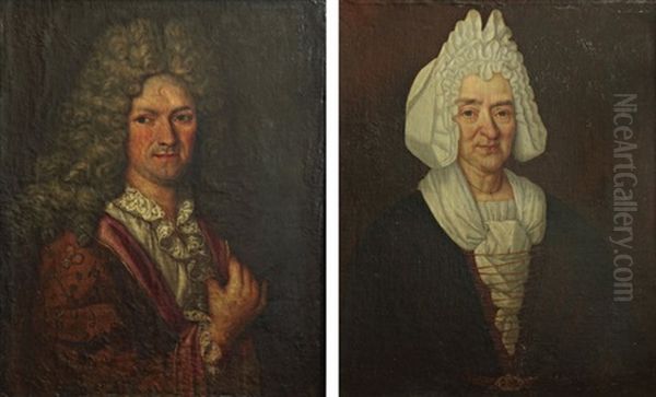 Portrait De Marie Chartier, Femme De P. Petineau (+ Portrait De Monsieur Pierre Petineau, Smllr; Pair) by Gaspard Rigaud