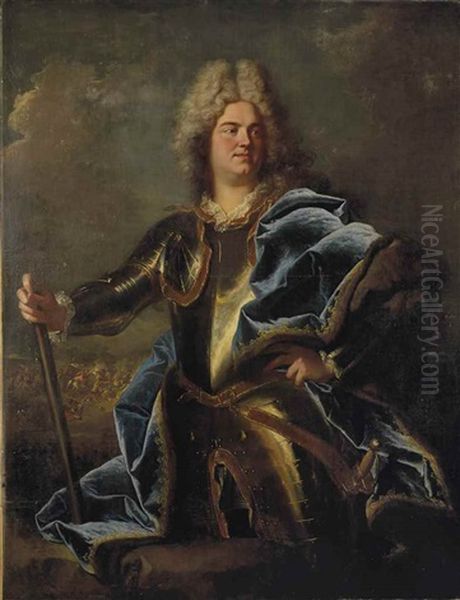 Portrait Of A Man, Traditionally Identified As Claude Louis Hector, Duc De Villars (1653-1734) by Hyacinthe Rigaud