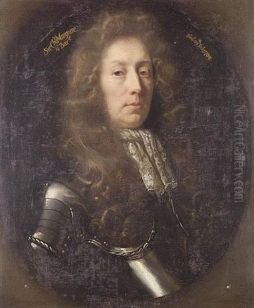 Portrait Of A Gentleman (sir Charles Musgrave?) In Armour With A Lace Jabot by John Riley