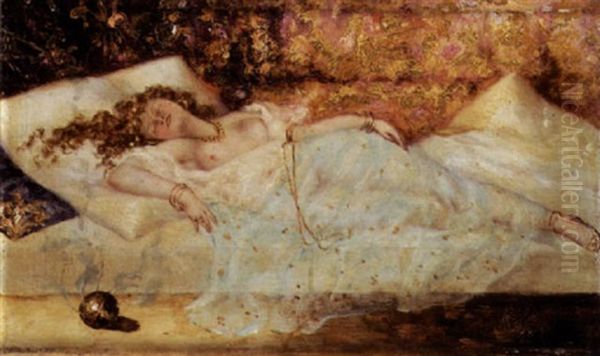 Jeune Femme Allongee Sur Un Divan by Antonio Rivas