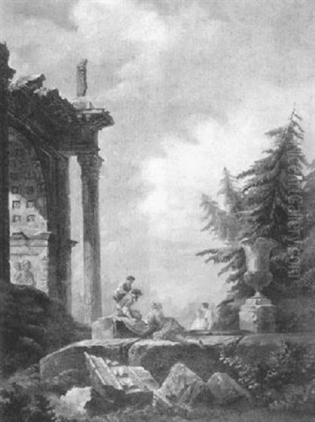 Capriccio With Figures by Hubert Robert