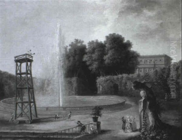 Scene De Parc: Le Jet D'eau by Hubert Robert