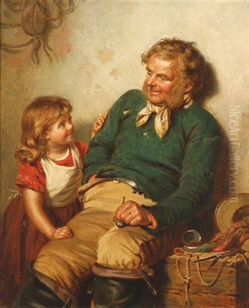 Grossvater Mit Seiner Enkelin by Edwin Thomas Roberts