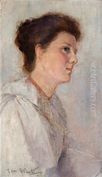 The White Dress (portrait Of Mrs Leonard Dodds) by Tom Robertson