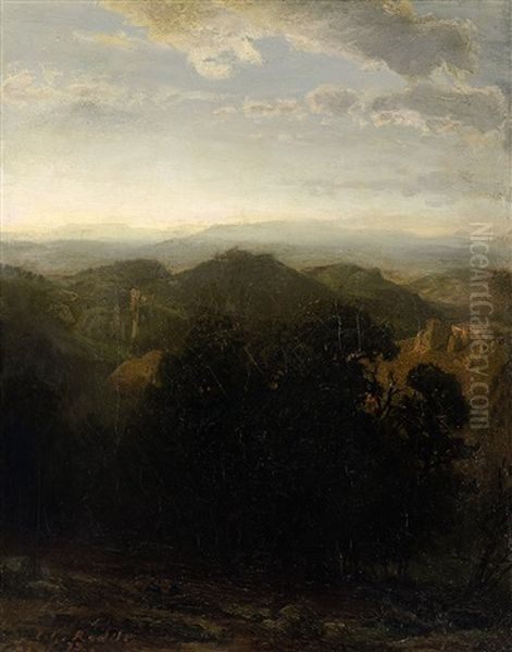 Blick Uber Eine Sommerliche Gebirgige Landschaft by Carl Gustav Rodde