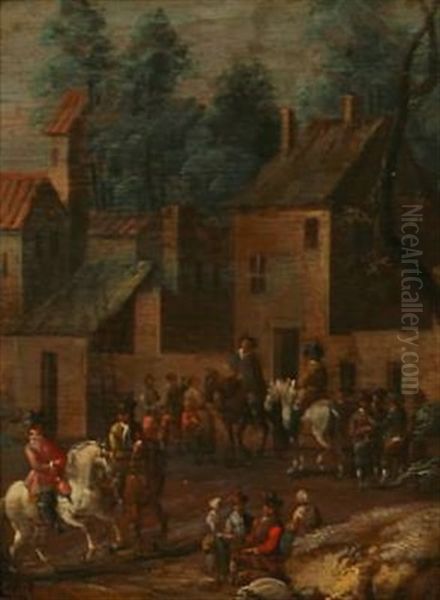 People Gathering In A Town by Gottfried Hendrik Rode