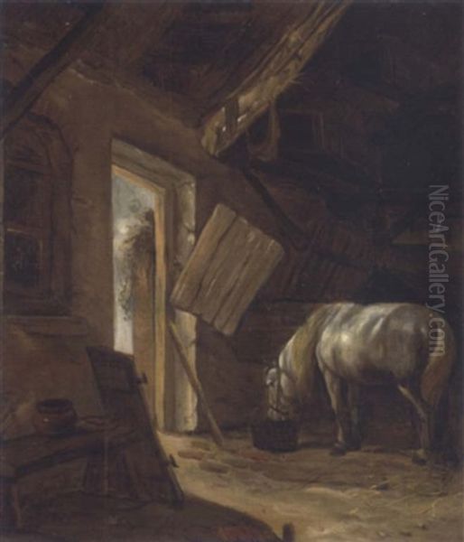 Pferde Im Stall by Salomon Rombouts