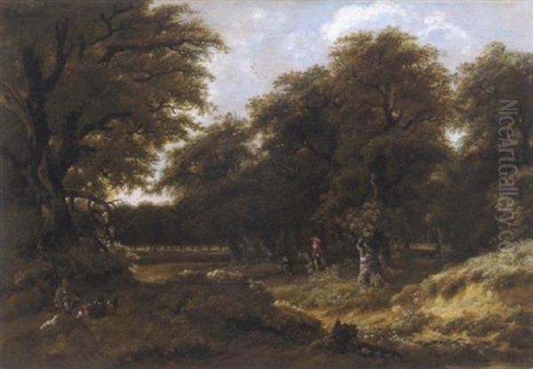 Waldlandschaft Mit Einem Reiter Und Rastenden by Salomon Rombouts