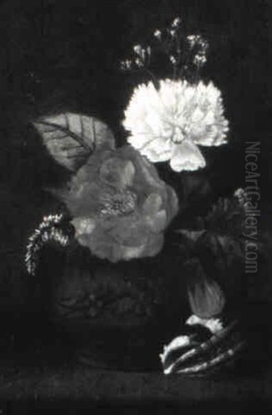 Still Life With Floral Arrangement And Seashell by Frederick Rondel