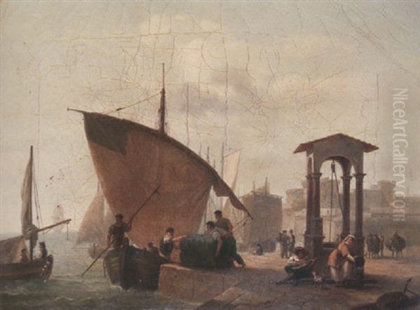 Le Port De Naples En 1819 by Guillaume Frederique Ronmy