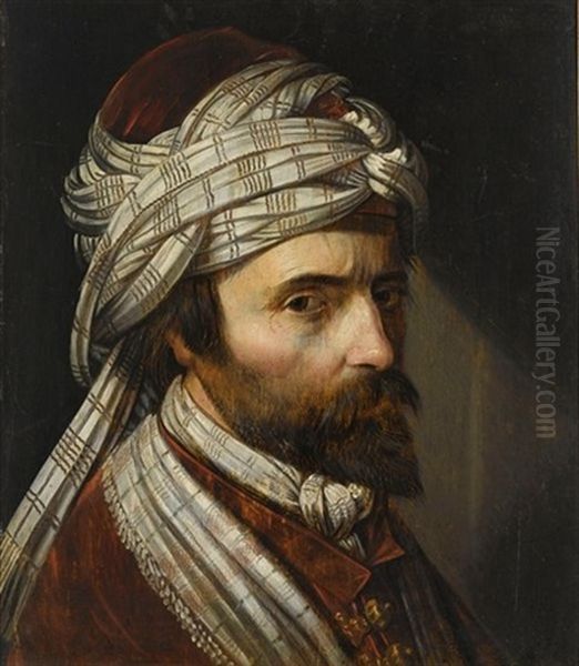 A Tronie Of A Man, Head And Shoulders, Wearing A Turban by Engel Jansz Rooswijck