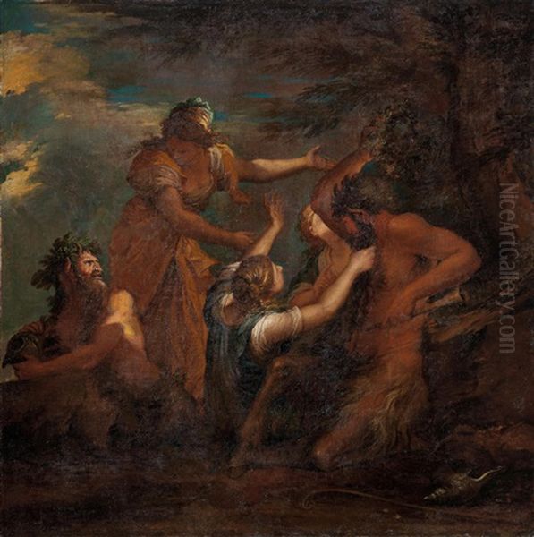 Satyrs Carousing With Maidens by Salvator Rosa