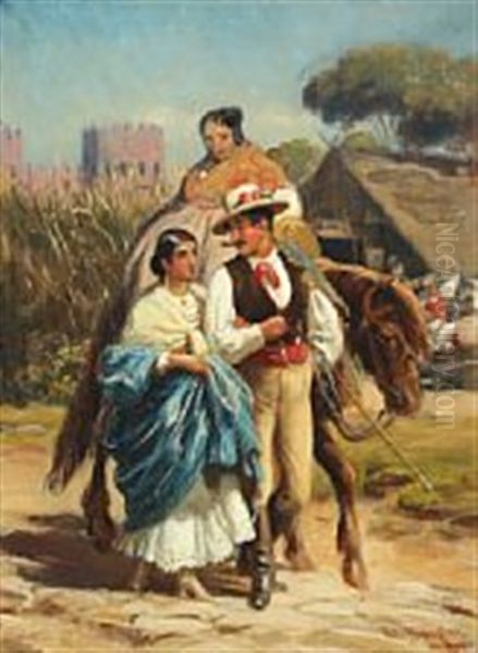 A Young Italian Couple On A Walk by Vilhelm Rosenstand