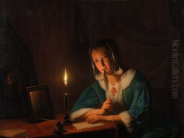 Girl By Candlelight by Johannes Rosierse