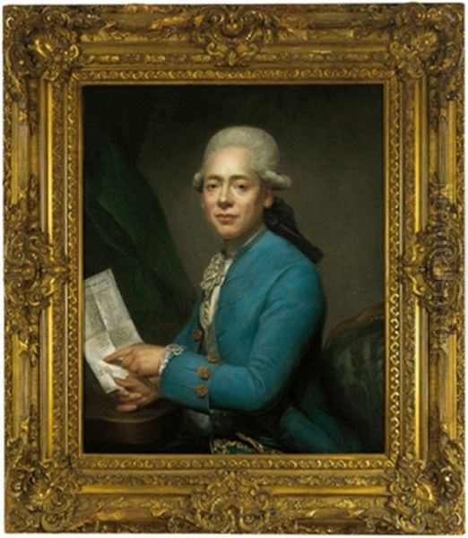 Ritratto Di Un Gentiluomo Italiano, Che Tiene In Mano Una Lettera Ai Amatissimi Genitori, Datata Parigi Ad 20 Maggio 1774 by Alexander Roslin