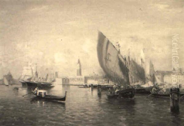 Shipping On The Grand Canal, Venice by Gaston Marie Anatole Roullet