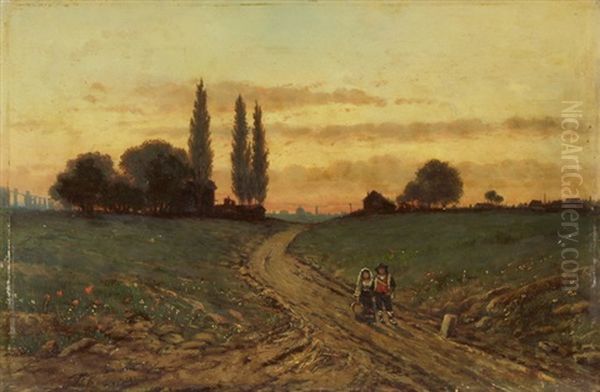 Suditalienische Landschaft Mit Jungem Paar by Giuseppe De Rubelli