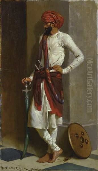 A Kattiwar Sentry Oil Painting - Horace Van Ruith