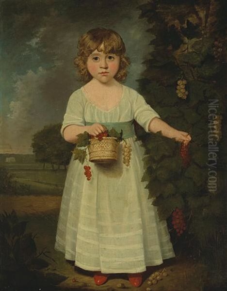 A Portrait Of A Girl With A Basket Of Currants (miss Betsy Arden?) by John Russell