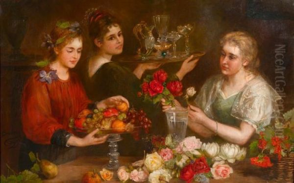 Frauen Mit Blumen Und Obst by Antonie Boubong