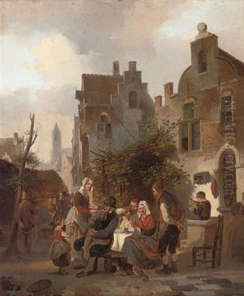 Merrymaking At An Inn by Jean (Jan) Michael Ruyten