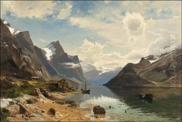 Kalastajia Vuonomaisemassa (fishermen In A Fiord Landscape) by Gustaf Rydberg