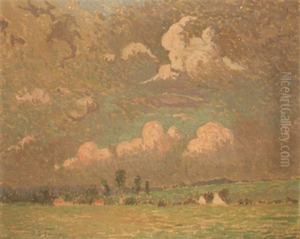 Coucher De Soleil Sur Les Toits Rouges by Rodolf de Saegher