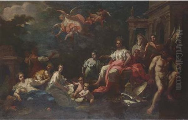 The Glorification Of The Medici Family Oil Painting - Giovanni Camillo Sagrestani