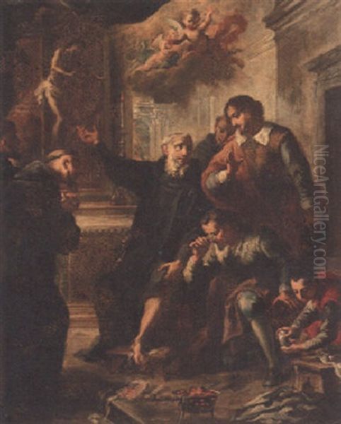 A Priest Healed By Christ's Intervention by Giovanni Camillo Sagrestani