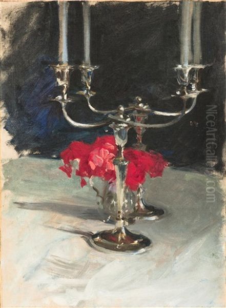 Candelabra With Roses by John Singer Sargent