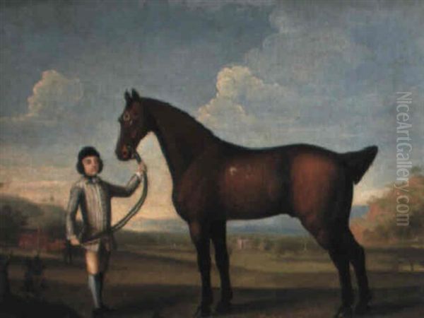 Turk, A Bay Horse, Held By A Groom, Marbury Hall, Cheshire by Francis Sartorius the Elder