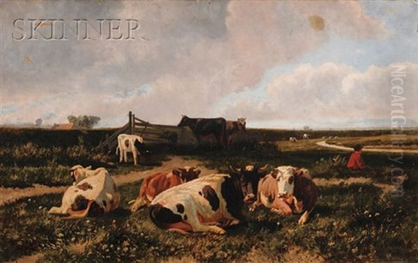 Cows At Rest In A Landscape by Hendrik Savry