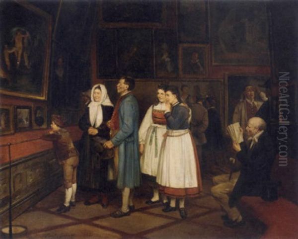 At The Picture Gallery by Ernst (Adam Ernst) Schalck