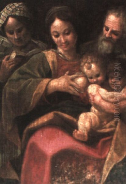 The Holy Family With Saint John The Baptist And Saint Elizabeth by Bartolomeo Schedoni