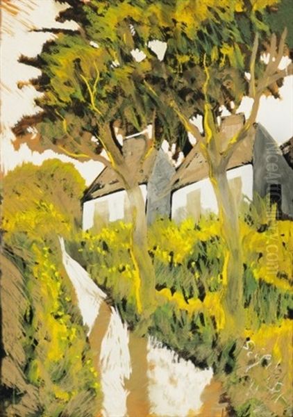 Hazak Fakkal (houses With Trees) by Hugo Scheiber