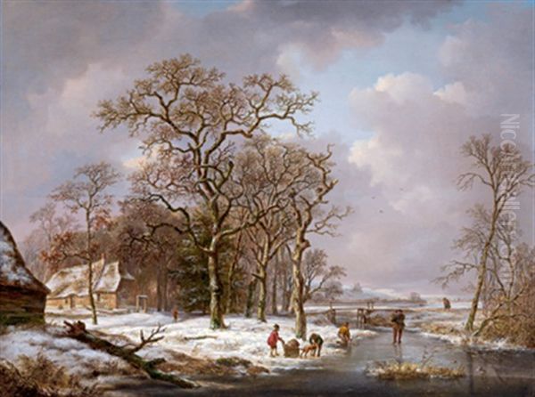 Winterlandschaft Mit Holzsammlern by Andreas Schelfhout