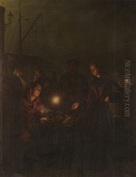 Market At Night, Amsterdam by Petrus van Schendel