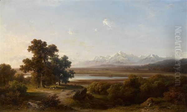 Schafherde In Moorlandschaft by Joseph Schertel