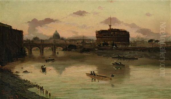 Am Tiber Mit Blick Auf Die Engelsburg by Federico Schianchi