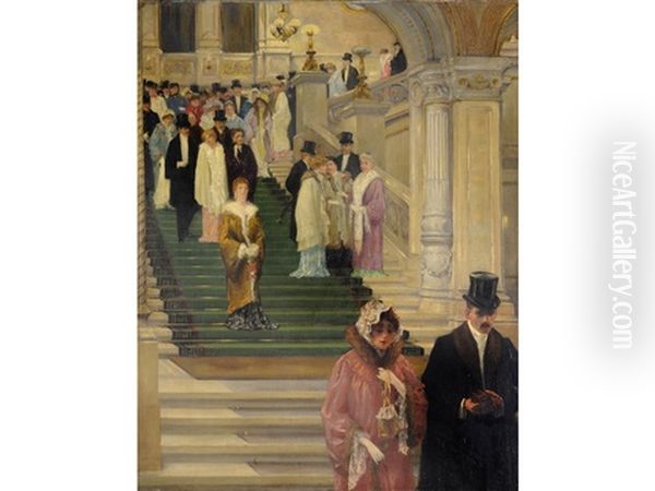 The Main Staircase Of The Vienna State Opera House by Robert Schiff