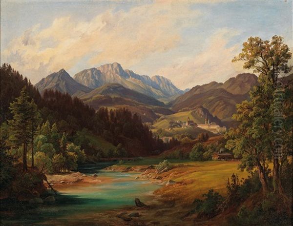 Scene Of The Salzkammergut Near Bad Ischl by Anton Schiffer