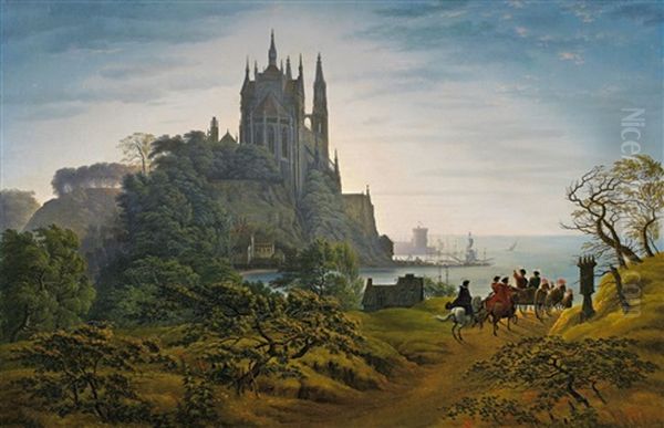 Gotische Kirche Auf Einem Felsen Am Meer by Karl Friedrich Schinkel