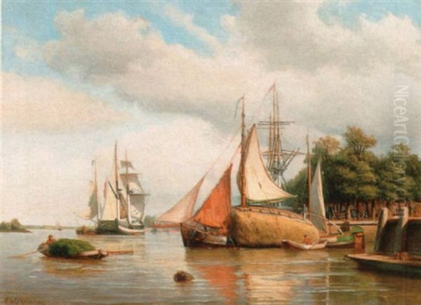 A View Of 't Groot Hoofd, Dordrecht by Piet Schipperus