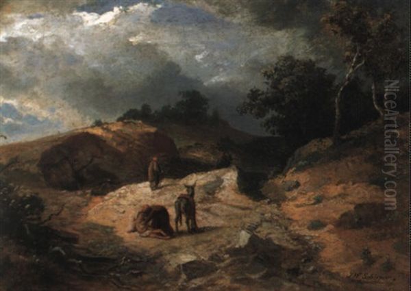 Dunenlandschaft Mit Dem Barmherzigen Samariter by Johann Wilhelm Schirmer