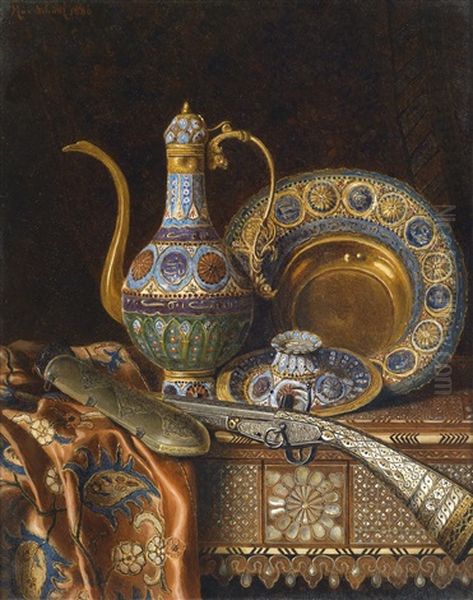 Stillleben Mit Orientalischen Antiquitaten by Max Schoedl