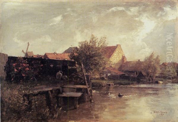 Hollandische Landschaft by Gustav Schoenleber