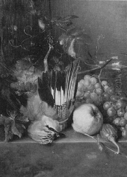 Still Life With Fruit And Bird by Francina Louise Schot