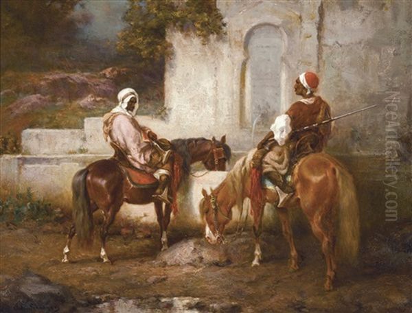 Horses At The Well by Adolf Schreyer